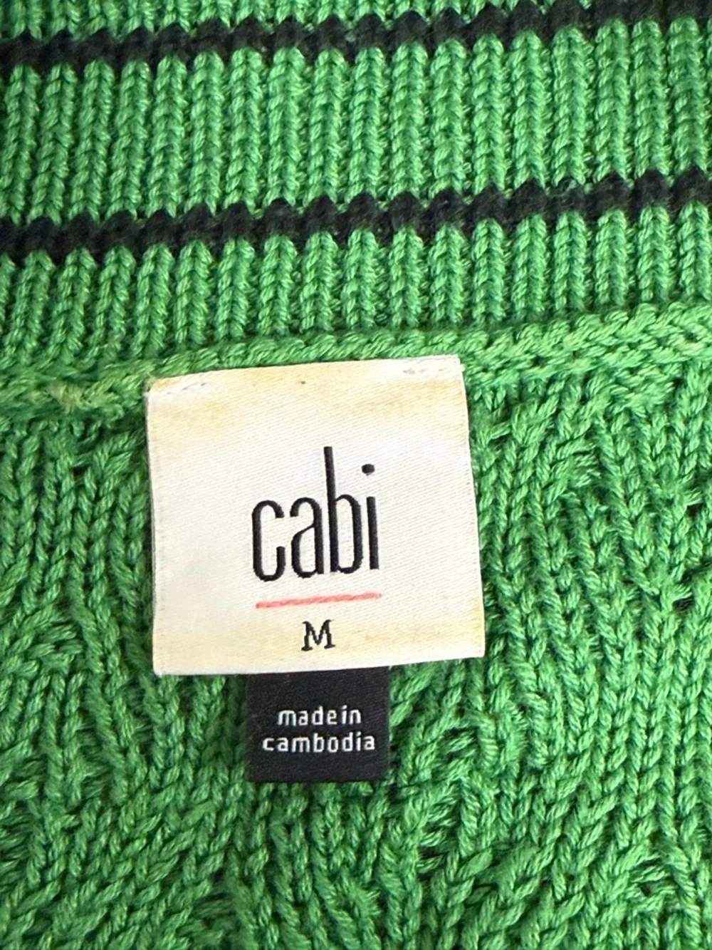 Cabi Green V Neck Sweater Medium Textured Knit Long Sleeve Casual Top - Picture 7 of 10